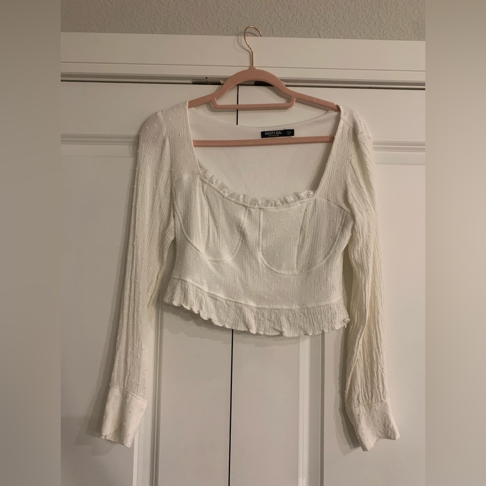 White Cropped Long Sleeve